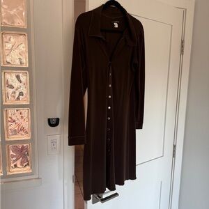 Eva Varro Sophisticated Long Sleeve Brown Dress